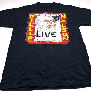 Willie Nelson Bootleg Records Live XL Black T-shirt Concert Tour Vintage Rare
